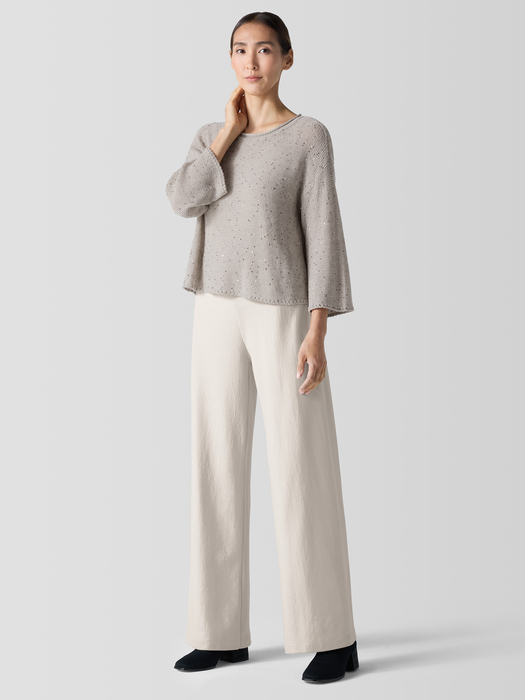 Merino Sequin Jewel Neck Top - Eileen Fisher Outlet