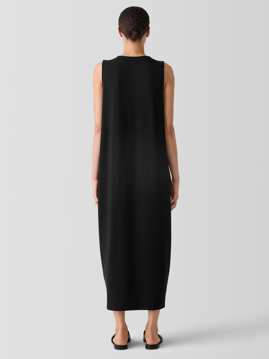 Stretch Jersey Knit Round Neck Dress - Eileen Fisher Outlet