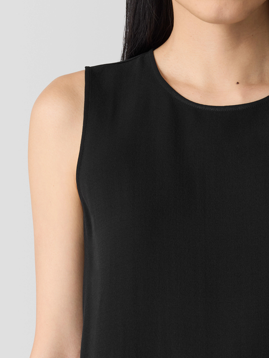 Silk Georgette Crepe Round Neck Tank - Eileen Fisher Outlet