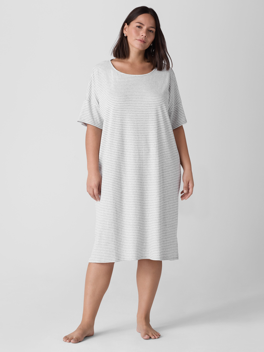 Striped Organic Cotton Interlock Sleep Dress - Eileen Fisher Outlet