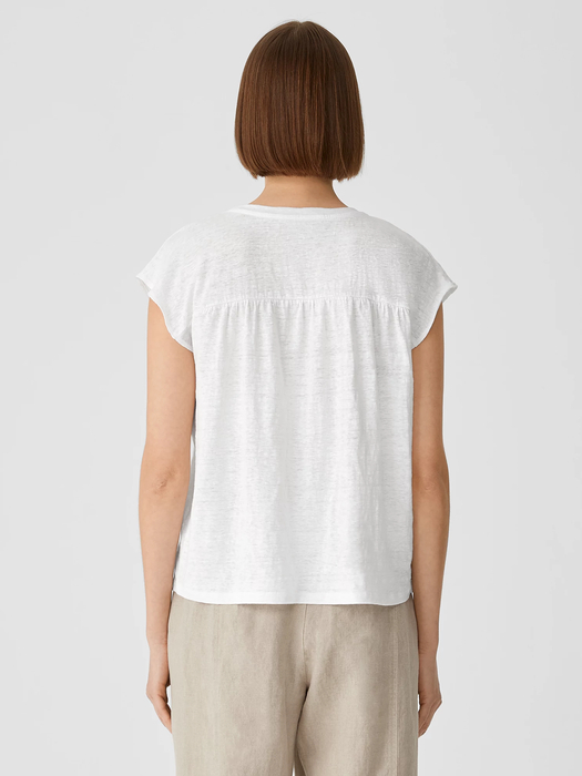 Organic Linen Jersey Shirred-Back Top - Eileen Fisher Outlet