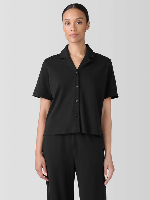 Organic Cotton Interlock Notch Collar Sleep Shirt - Eileen Fisher Outlet