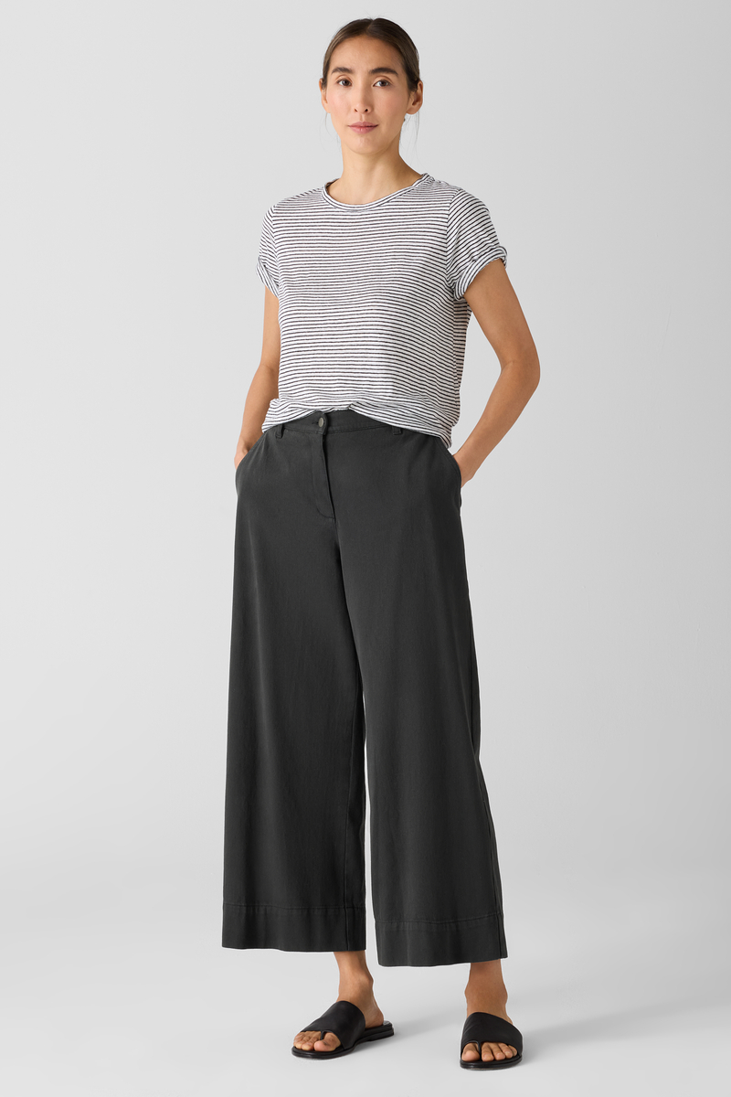 Striped Organic Linen Jersey Crew Neck Tee - Eileen Fisher Outlet