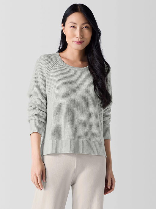 Cotton and Recycled Cashmere Thermal Crew Neck Top - Eileen Fisher Outlet