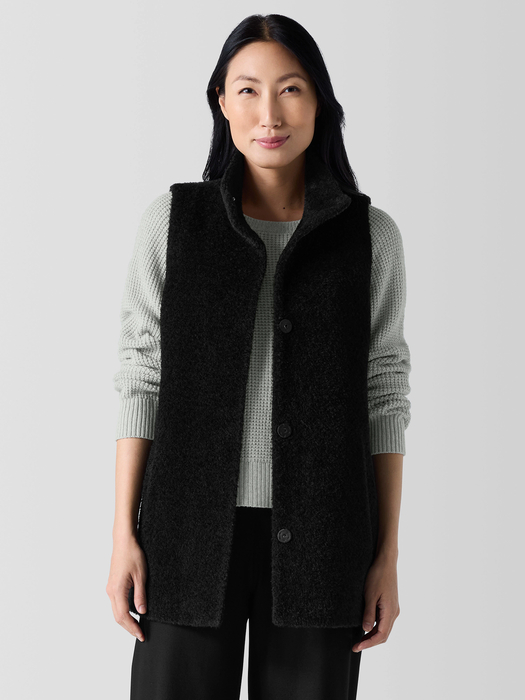 Fine Wool Alpaca Stand Collar Vest - Eileen Fisher Outlet