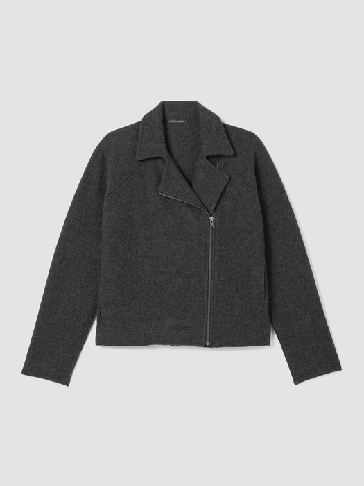 Lightweight Boiled Wool Motorcycle Jacket in Regenerative Wool - Eileen Fisher Outlet