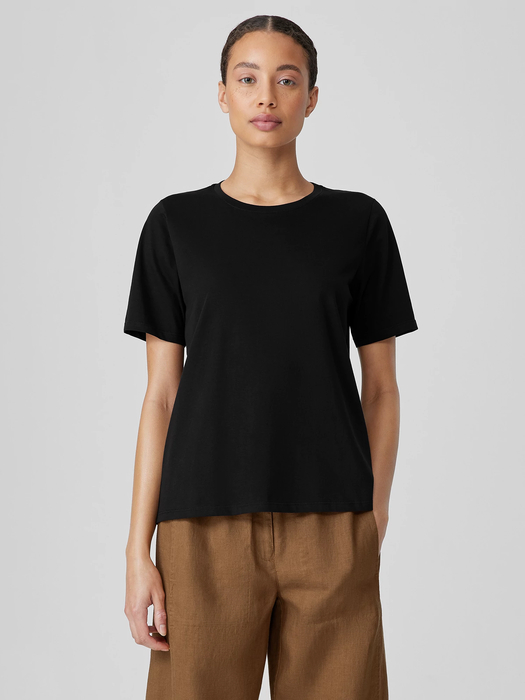 Organic Pima Cotton Jersey Round Neck Tee - Eileen Fisher Outlet