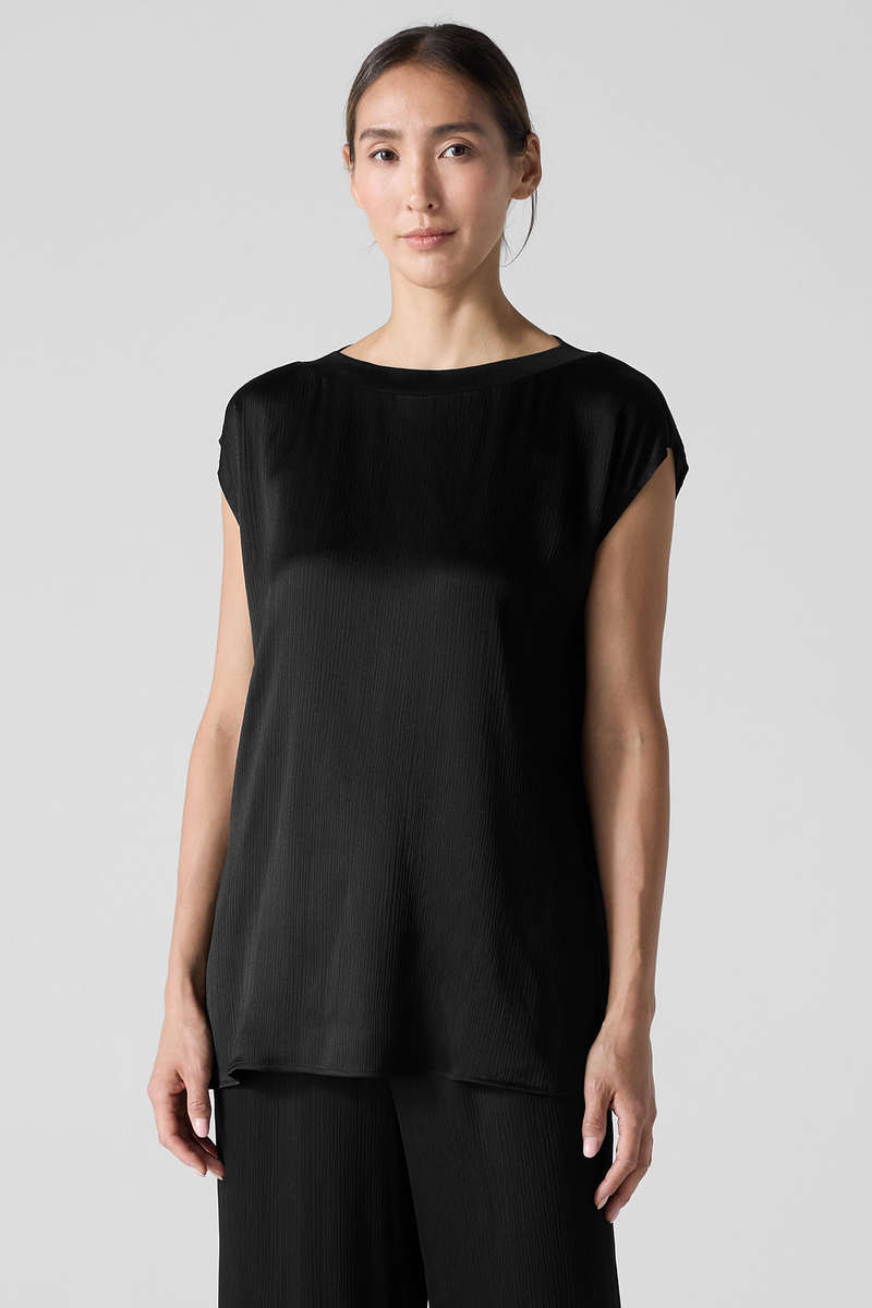 Striated Silk Satin Straight Pant - Eileen Fisher Outlet