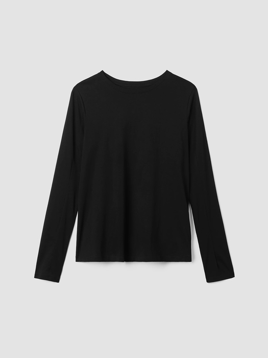 Organic Pima Cotton JerseyLong-Sleeve Tee - Eileen Fisher Outlet