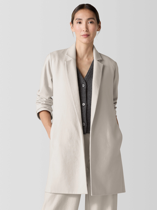 Felted Wool Jersey Long Blazer in Regenerative Wool - Eileen Fisher Outlet