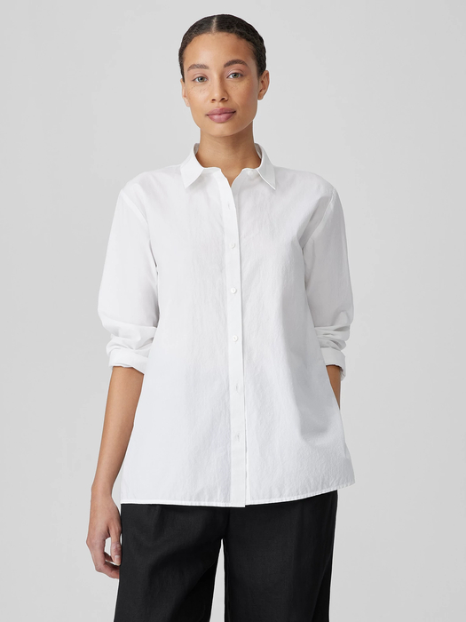 Washed Organic Cotton Poplin Classic Collar Shirt - Eileen Fisher Outlet