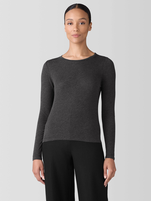 Sheer Knit Long-Sleeve Tee - Eileen Fisher Outlet