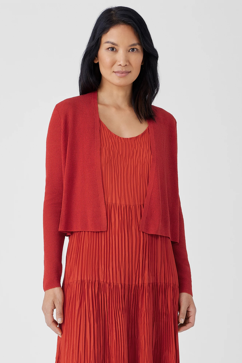 Crushed Silk Jewel NeckTiered Dress - Eileen Fisher Outlet