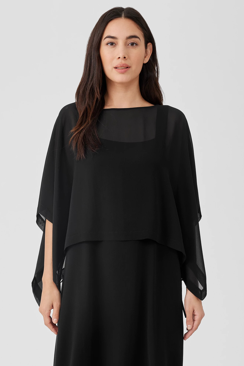 Sheer Silk Georgette Poncho - Eileen Fisher Outlet