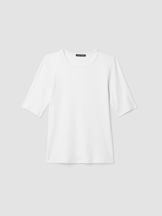 Organic Cotton Stretch Rib Crew Neck Top - Eileen Fisher Outlet