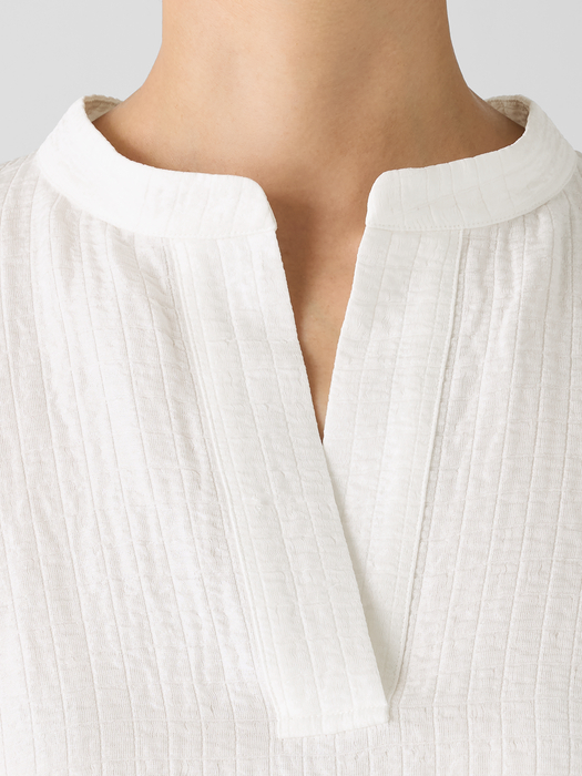 Silk Linen Box Band Collar Top - Eileen Fisher Outlet