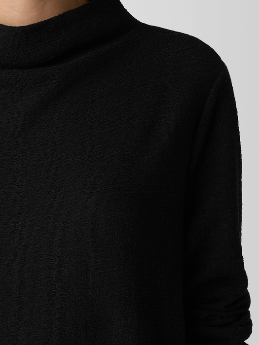 Organic Cotton Jacquard Funnel Neck Top - Eileen Fisher Outlet