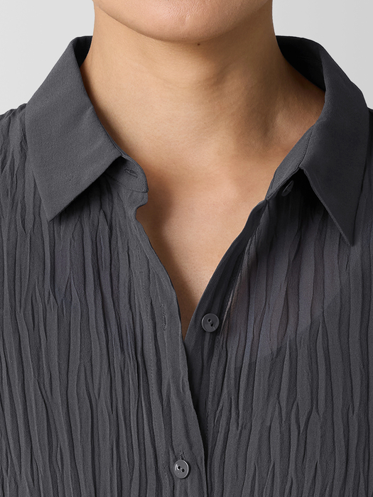 Crinkled Sheer Silk GeorgetteLong Shirt - Eileen Fisher Outlet