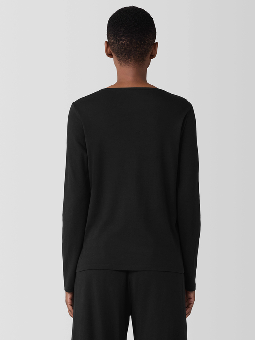 Organic Cotton Interlock Henley Sleep Top - Eileen Fisher Outlet