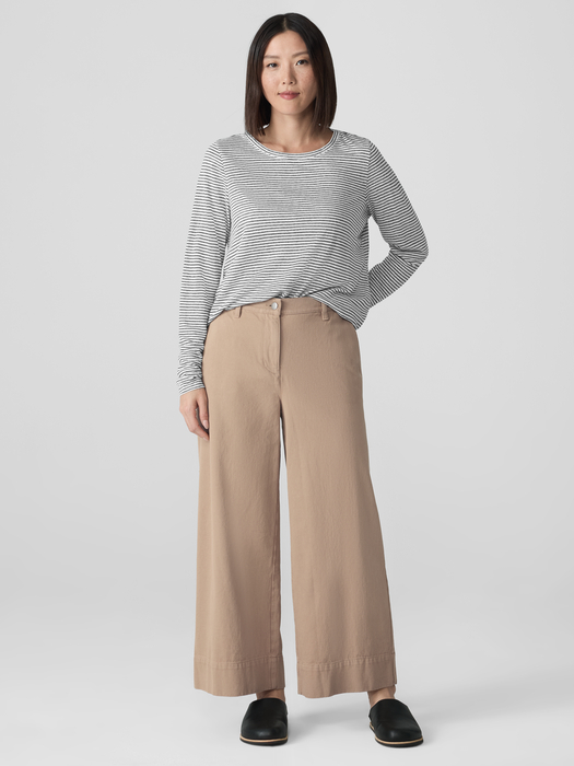 Striped Organic Linen Jersey Long-Sleeve Tee - Eileen Fisher Outlet
