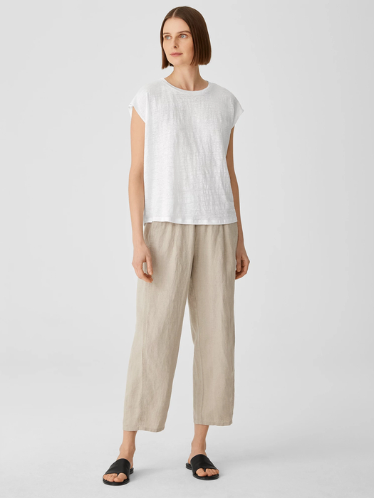 Organic Linen Jersey Shirred-Back Top - Eileen Fisher Outlet
