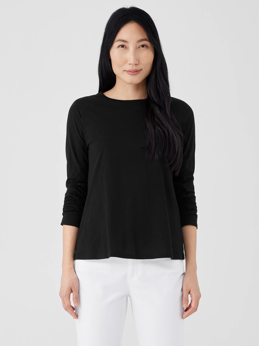 Organic Pima Cotton Jersey Long-Sleeve Tee - Eileen Fisher Outlet
