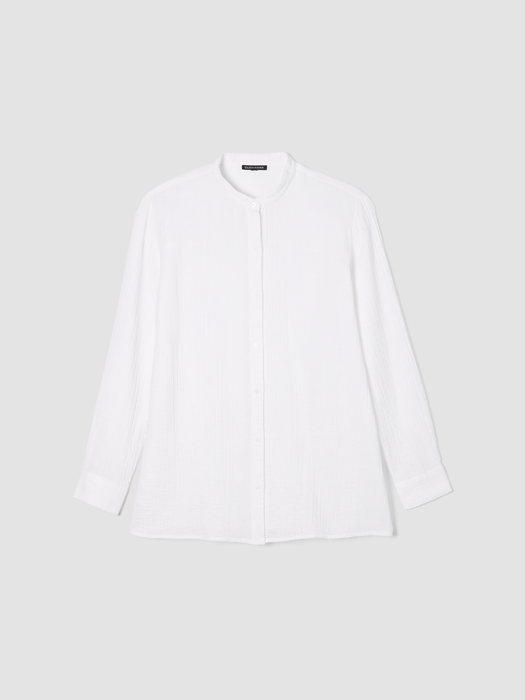 Organic Cotton RippleBand Collar Shirt - Eileen Fisher Outlet