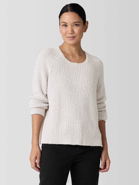 Cotton Fluff Crew Neck Top - Eileen Fisher Outlet
