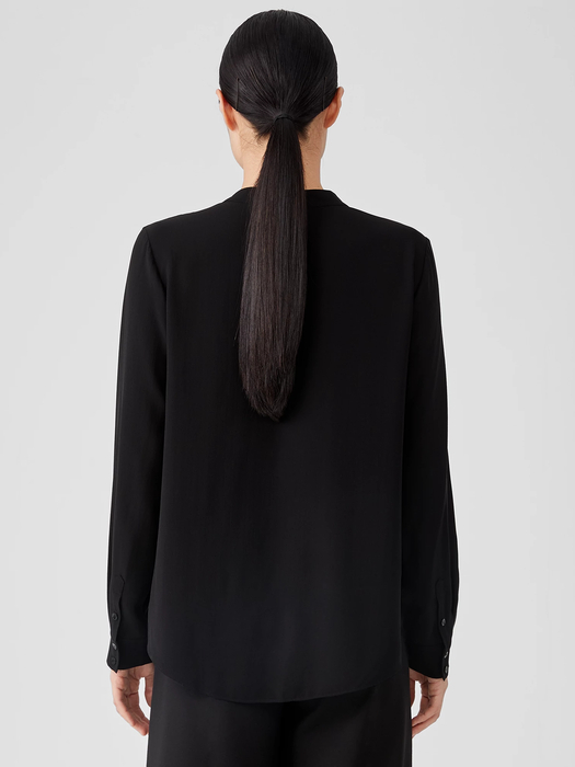 Silk Georgette Crepe V-Neck Shirt - Eileen Fisher Outlet