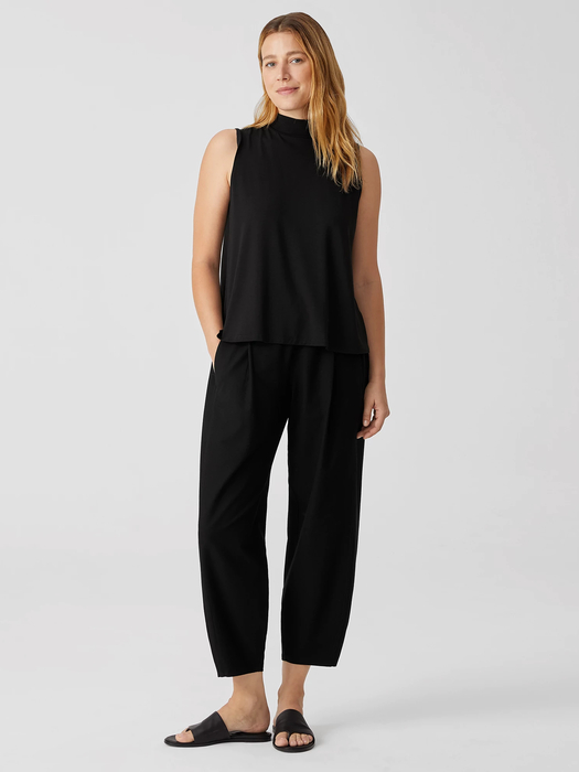 Washable Stretch Crepe Pleated Lantern Pant - Eileen Fisher Outlet