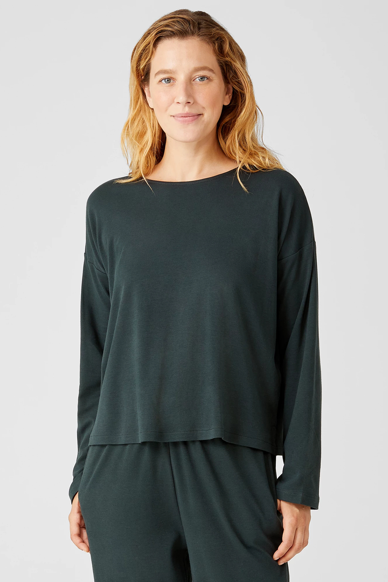Cozy Organic Cotton Interlock U-Neck Top - Eileen Fisher Outlet