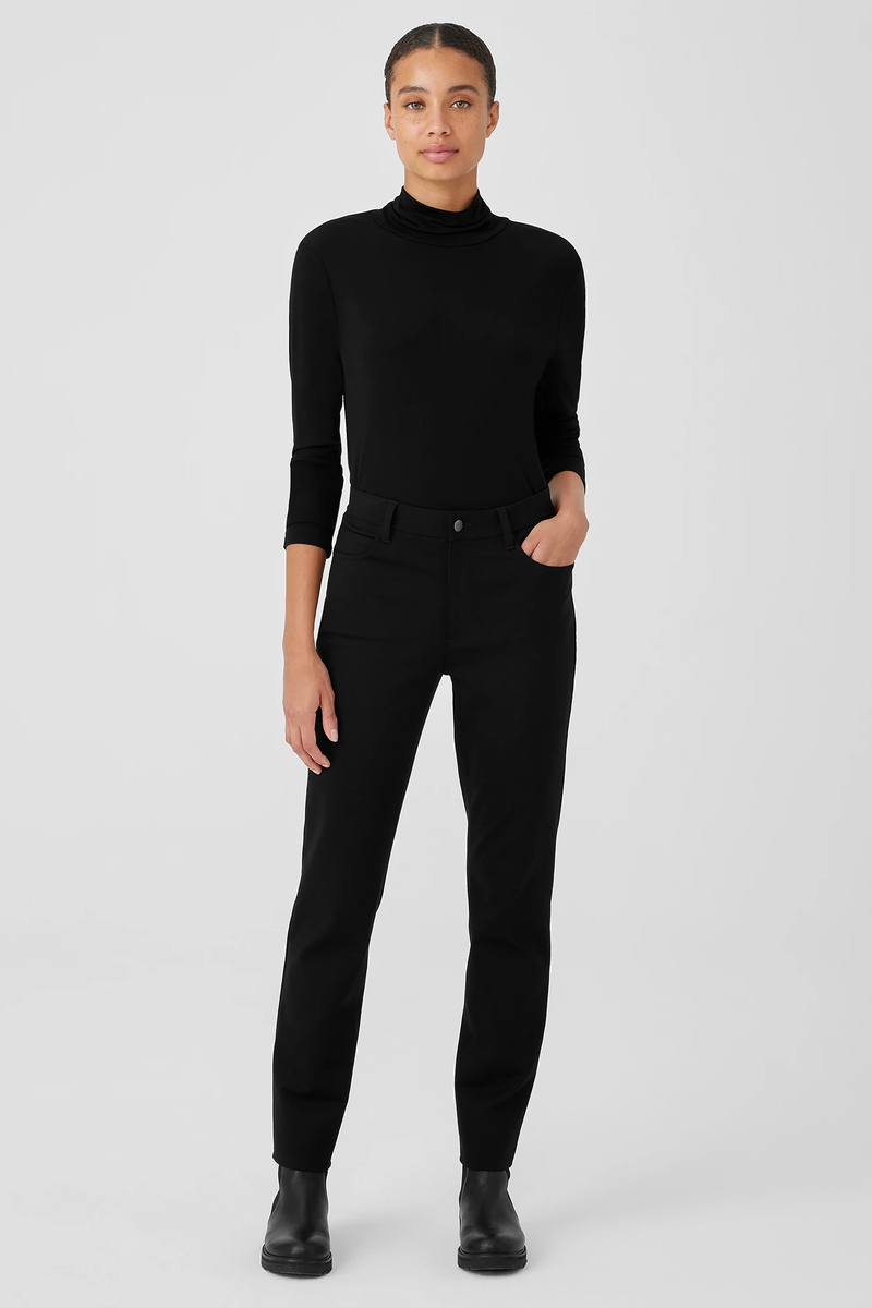 Stretch Silk Jersey Scrunch Neck Top - Eileen Fisher Outlet