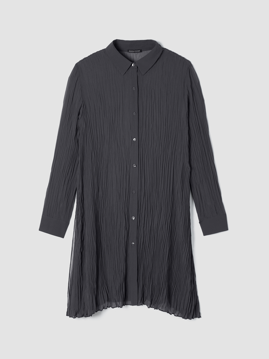 Crinkled Sheer Silk GeorgetteLong Shirt - Eileen Fisher Outlet