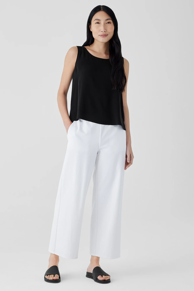 Silk Georgette Crepe Ballet Neck Tank - Eileen Fisher Outlet