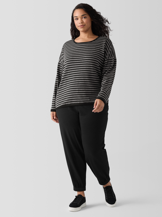 Striped Cozy Brushed Terry Box-Top - Eileen Fisher Outlet