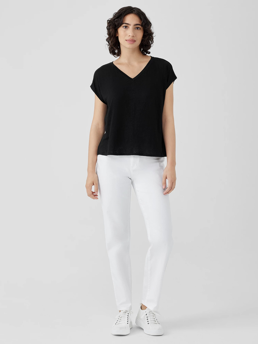 Organic Linen Jersey V-Neck Tee - Eileen Fisher Outlet