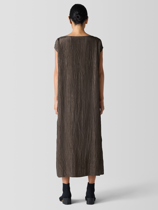 Textured Silk Jacquard Bateau Neck Dress - Eileen Fisher Outlet
