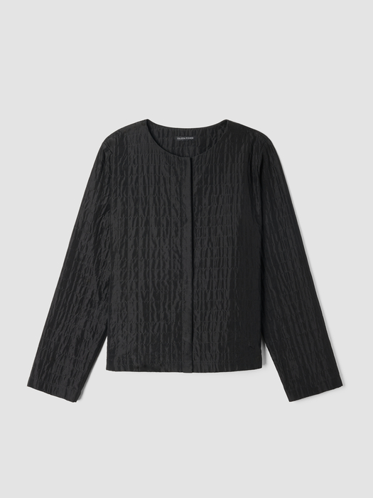 Silk Habutai Quilted Round Neck Jacket - Eileen Fisher Outlet