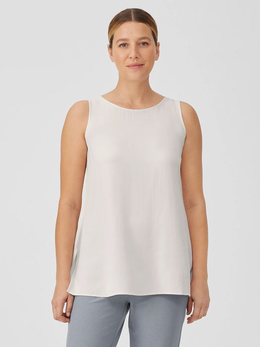 Silk Georgette Crepe Ballet Neck Tank - Eileen Fisher Outlet