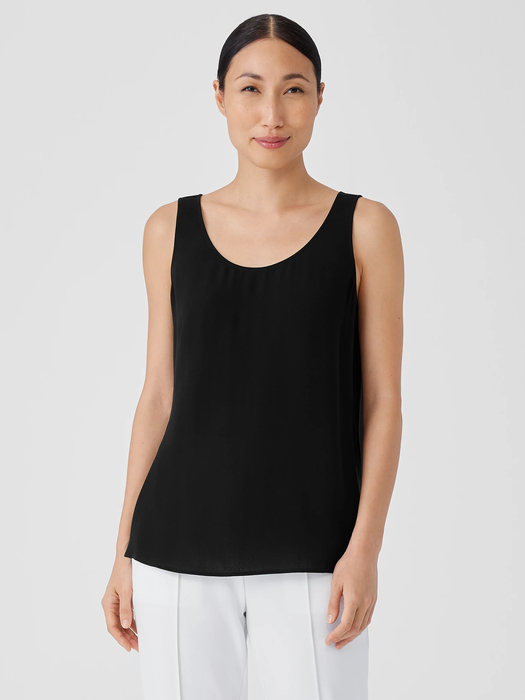 Silk Georgette Crepe Scoop Neck Tank - Eileen Fisher Outlet