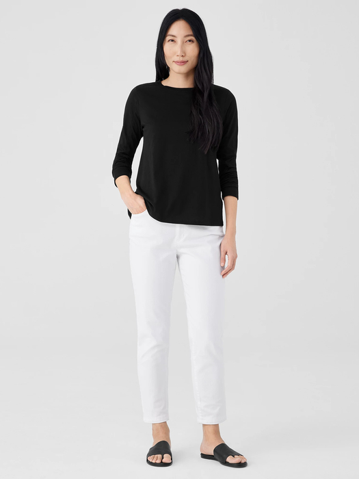 Organic Pima Cotton JerseyLong-Sleeve Tee - Eileen Fisher Outlet