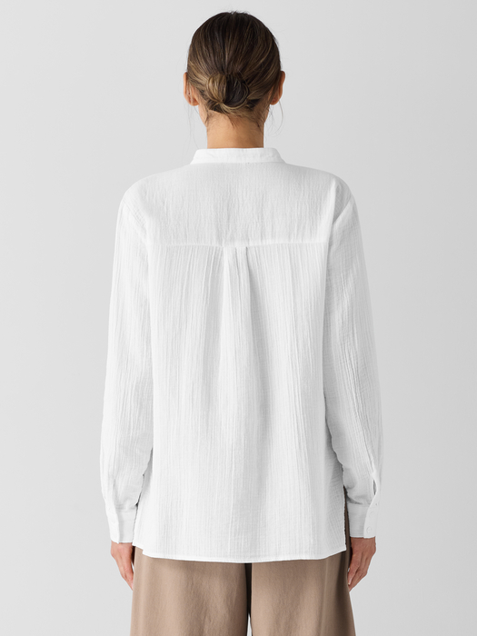 Organic Cotton RippleBand Collar Shirt - Eileen Fisher Outlet