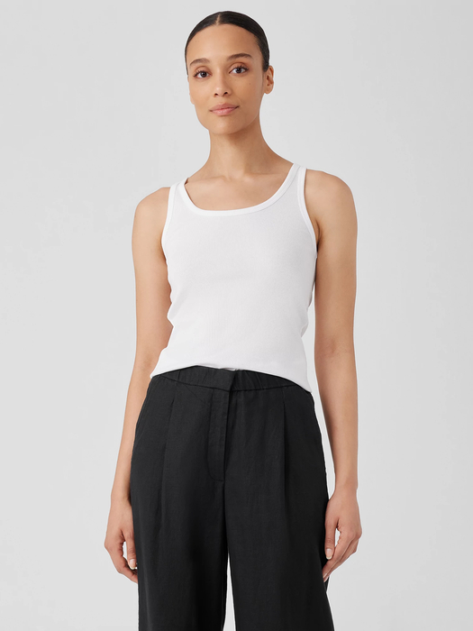 Organic Cotton Stretch Rib Slim Tank - Eileen Fisher Outlet