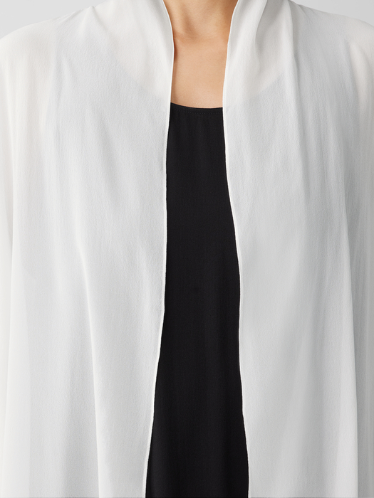 Sheer Silk Georgette High Collar Jacket - Eileen Fisher Outlet