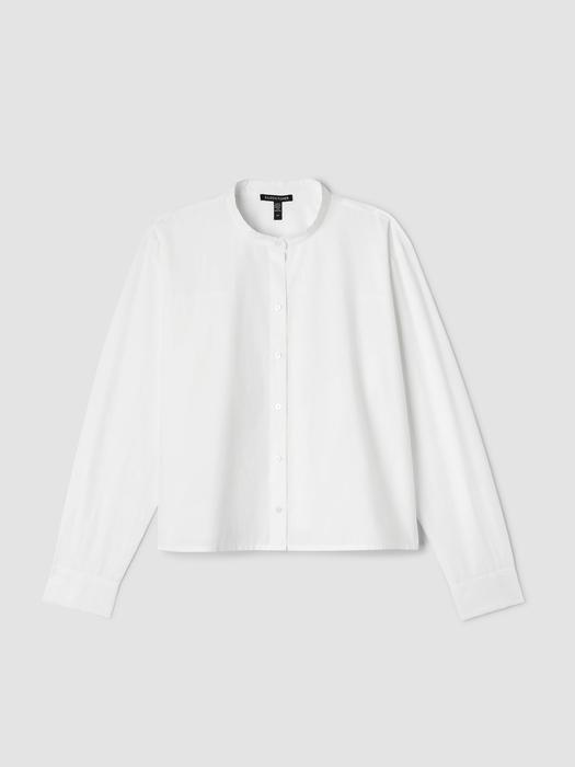 Washed Organic Cotton Poplin Band Collar Short Shirt - Eileen Fisher Outlet