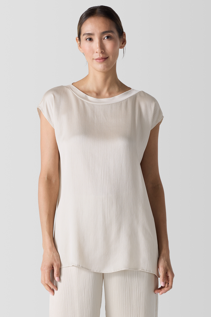 Striated Silk Satin Straight Pant - Eileen Fisher Outlet