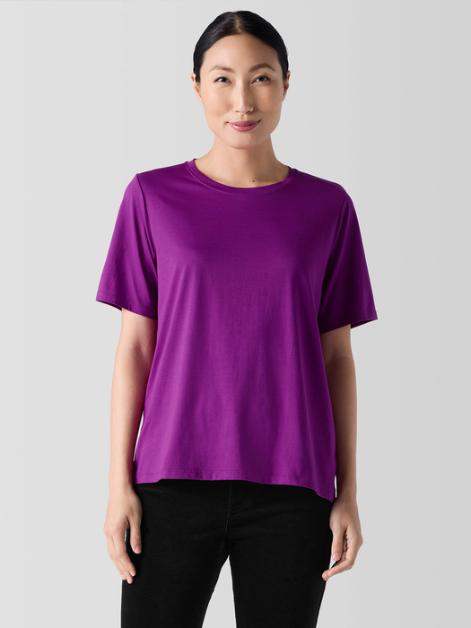 Organic Pima Cotton JerseyRound Neck Tee - Eileen Fisher Outlet