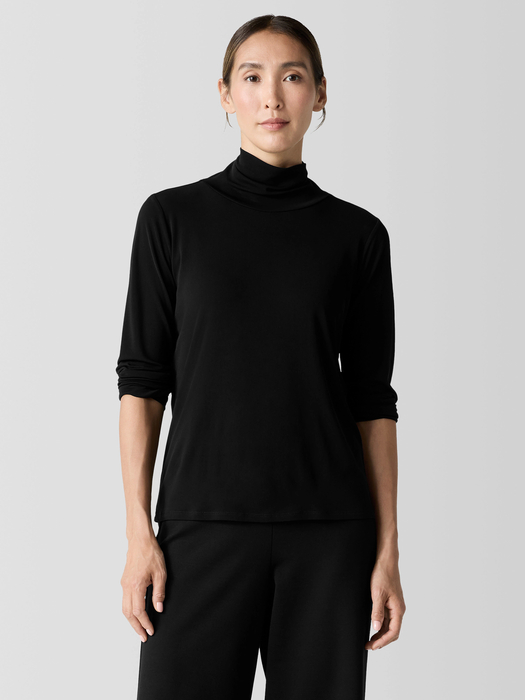 Stretch Silk Jersey Turtleneck Top - Eileen Fisher Outlet