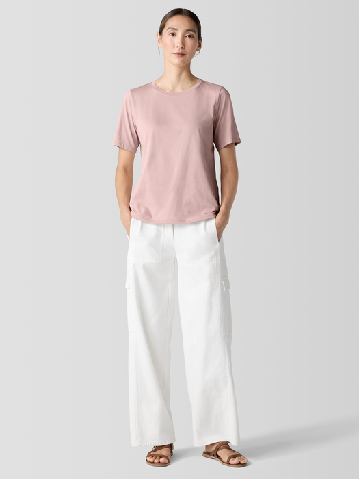 Organic Pima Cotton JerseyRound Neck Tee - Eileen Fisher Outlet
