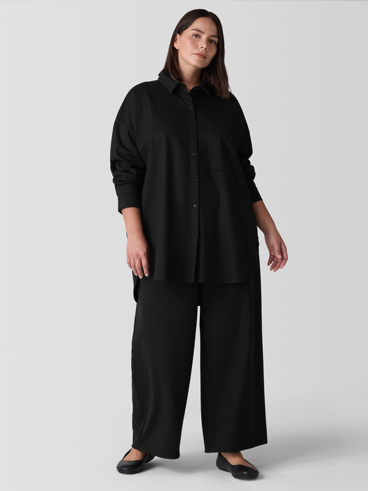 Lightweight Ponte Classic Collar Long Shirt - Eileen Fisher Outlet
